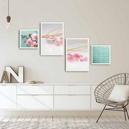Wallity Cuadro Decorativo Enmarcado en MDF (4 Piezas) 4PBCT-02